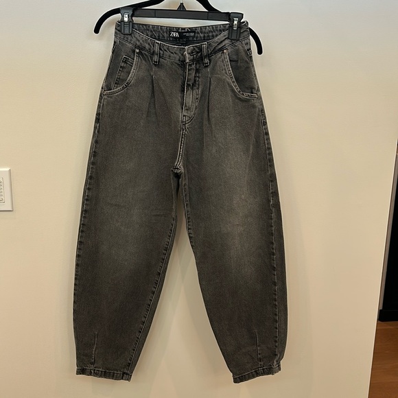 Zara tapered black washed denim size 2 - Picture 1 of 5